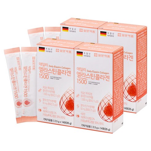 일양약품 데일리 엘라스틴 콜라겐 1500 히알루론산 14p, 4개, 35g