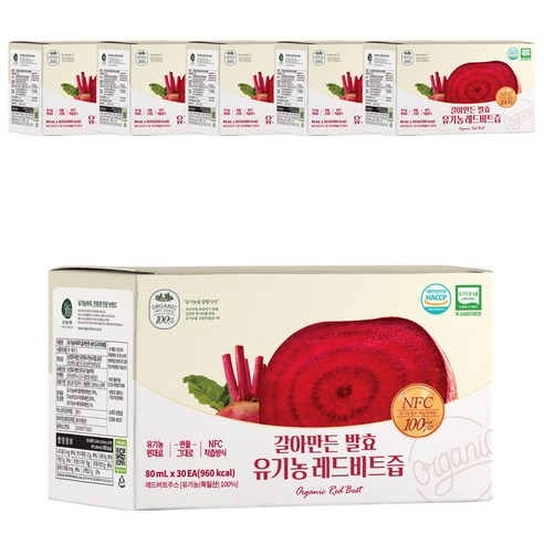 유기농마루 NFC 착즙 발효 숙성 유기농 레드비트즙, 80ml, 180개