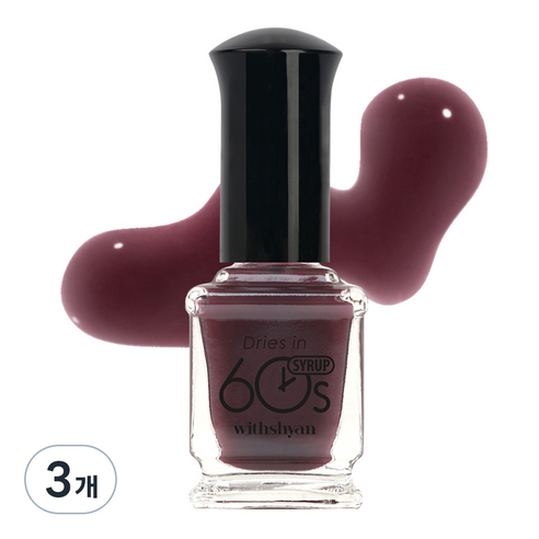 위드샨 시럽타입 반투명 60초 네일라커 매니큐어, M68 체리콕시럽, 9ml, 3개