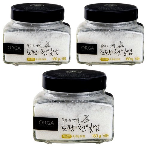 올가홀푸드 숨쉬는 갯벌 토판천일염, 180g, 3개