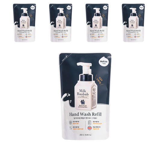 밀크바오밥 패밀리 핸드워시 리필 250ml, 상큼한 오렌지껍질향, 5개
