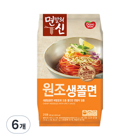 동원 면발의신 원조 생쫄면, 6개, 405g