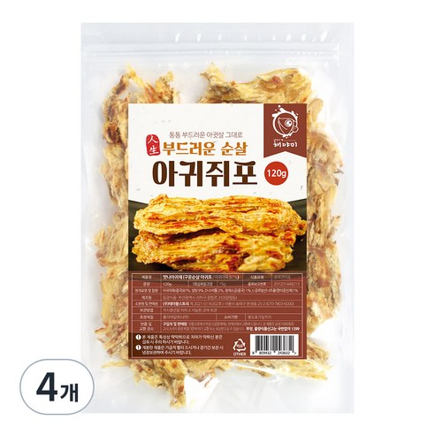 해야미 구운 순살 아귀 쥐포채, 120g, 4개