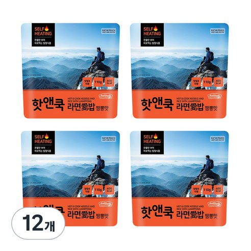 이지밥 핫앤쿡 라면애밥 짬뽕맛, 110g, 12개