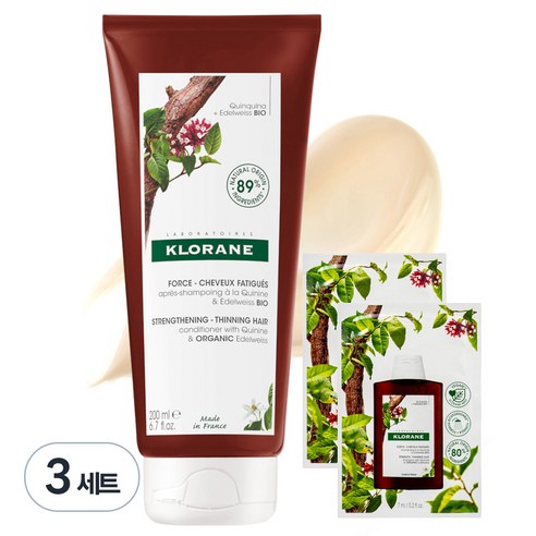 클로란 퀴닌 에델바이스 약산성 두피 컨디셔너 200ml + 샴푸 7ml 2입, 3개