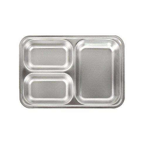 키친유 캠핑스케치 스텐 3칸 깊은 나눔식판, 실버, 1개