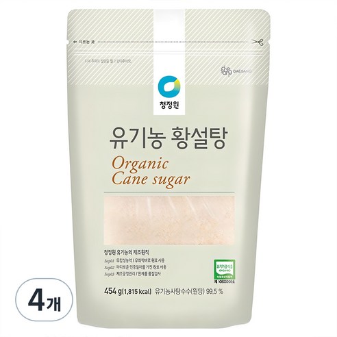 청정원 유기농 황설탕, 454g, 4개