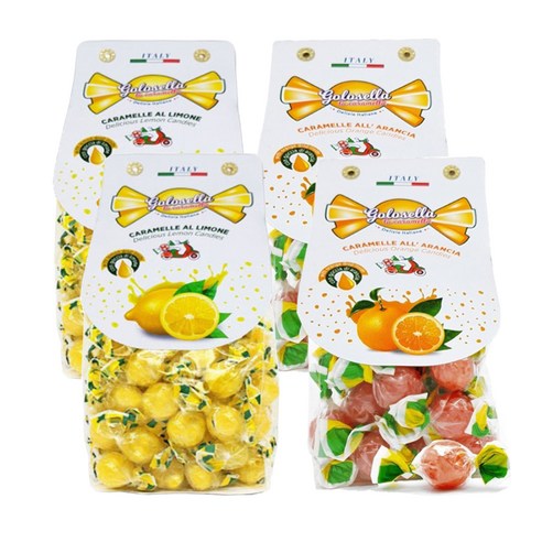 골로셀라 캔디 레몬 200g x 2p + 오렌지 200g x 2p 세트, 4개