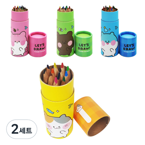 아가플러스 심플 우드 미니 색연필 4종 세트, 2세트, 12색