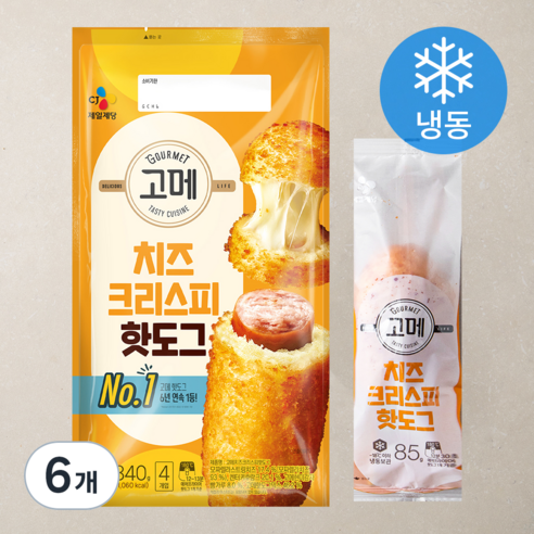 고메 치즈크리스피 핫도그 (냉동), 85g, 4개입, 6개
