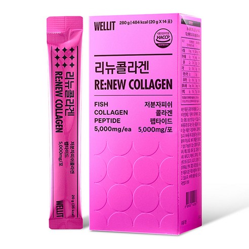 웰릿 리뉴콜라겐 저분자 피쉬콜라겐 펩타이드 14p, 280g, 1개