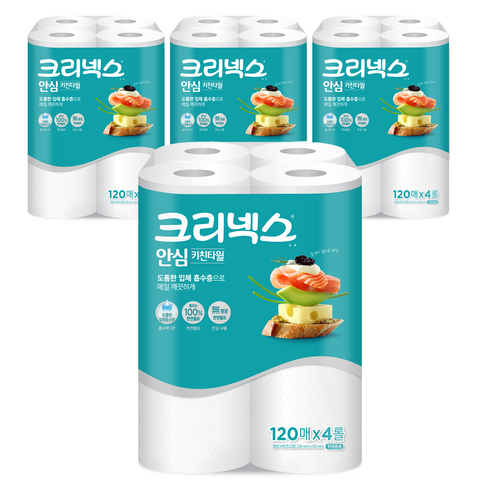 크리넥스 안심 키친타월 120매, 16개