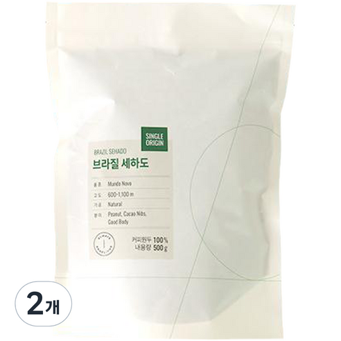 엔제리너스 싱글오리진 브라질 세하도, 홀빈(분쇄안함), 500g, 2개