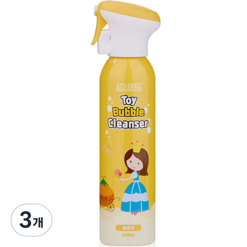 아토오겔 유아용 토이 버블 클렌저 옐로우 레몬향, 250ml, 3개