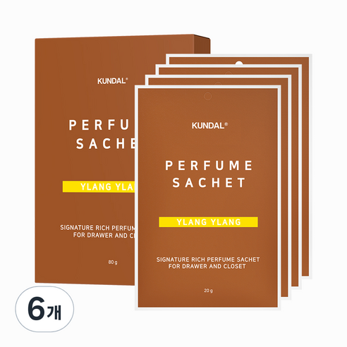 쿤달 시그니처 리치 퍼퓸 옷장방향제 일랑일랑 본품 4p, 80g, 6개