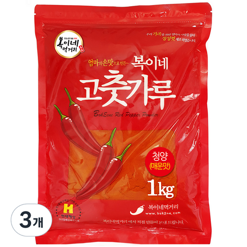 복이네먹거리 청양고추가루 매운맛 떡볶이 소스용, 1kg, 3개