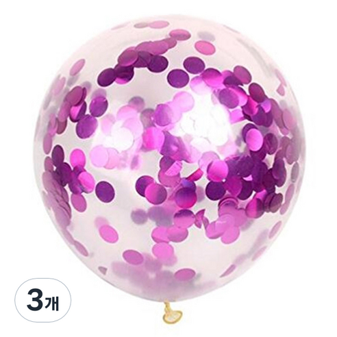 파티복닷컴 투명 컨페티 풍선 90cm, 퍼플, 3개