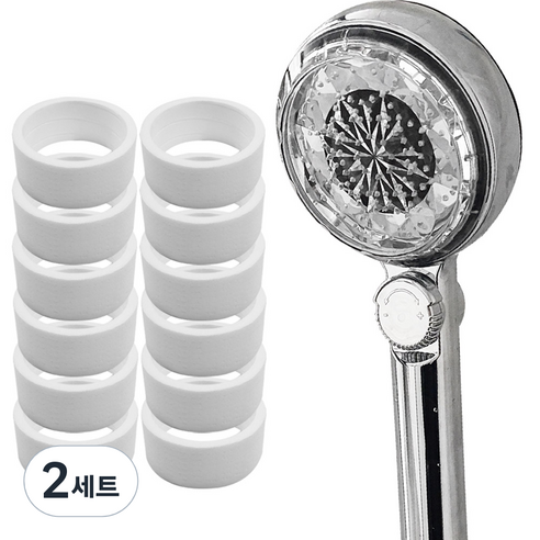 리빙이프 스마트 필터 온도계 샤워기 + 교체형 필터 12p 세트, 2세트, 그레이