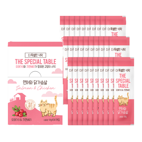 더특별한식탁 고양이 스틱 10g, 연어 + 닭가슴살 혼합맛, 30개