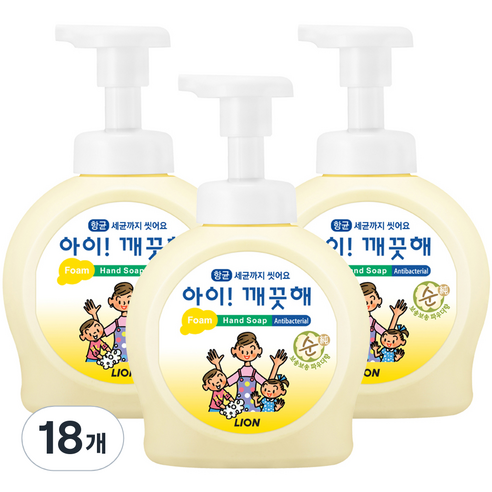 아이깨끗해 핸드워시 순 보송보송 파우더향, 490ml, 18개