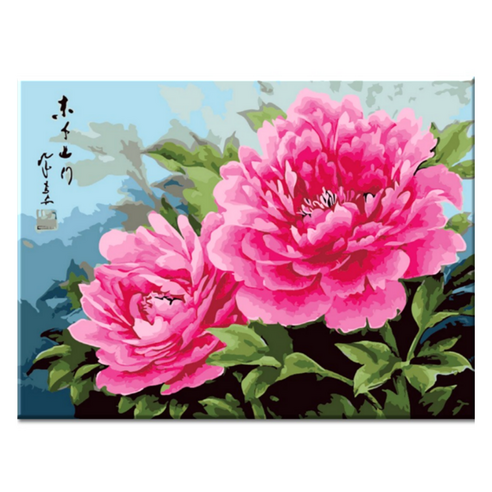 모모픽스페인팅 DIY 명화 그리기 60 x 75 cm, WK04 부귀화 목단, 1개
