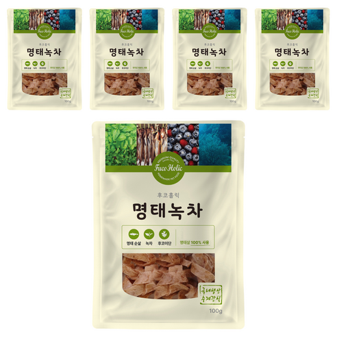 후코홀릭 강아지 건조 간식, 혼합맛(명태/녹차), 100g, 5개