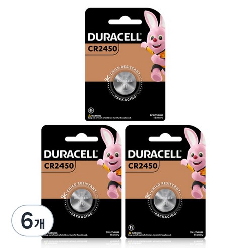 듀라셀 리튬 코인 건전지 CR2450, 1개입, 6개