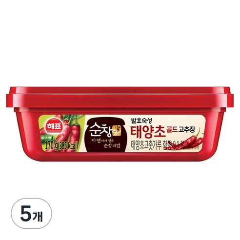 해표 순창궁 태양초 골드 고추장, 170g, 5개