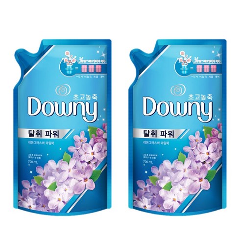 다우니 고농축 섬유유연제 레몬그라스와 달콤한 라일락향 리필, 700ml, 2개