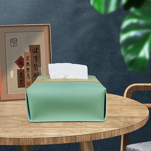 아티홈 가죽 럭셔리 심플 거실 티슈 케이스, 스카이블루