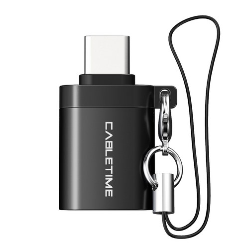 케이블타임 스트랩 C타입 to USB 3 고속 OTG 젠더 CP71, 3cm, 블랙, 1개