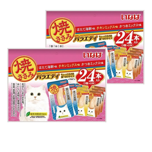 이나바 고양이 야끼사사미 어덜트용 버라이어티 QSC-19 24p, 구운 닭가슴살, 2세트
