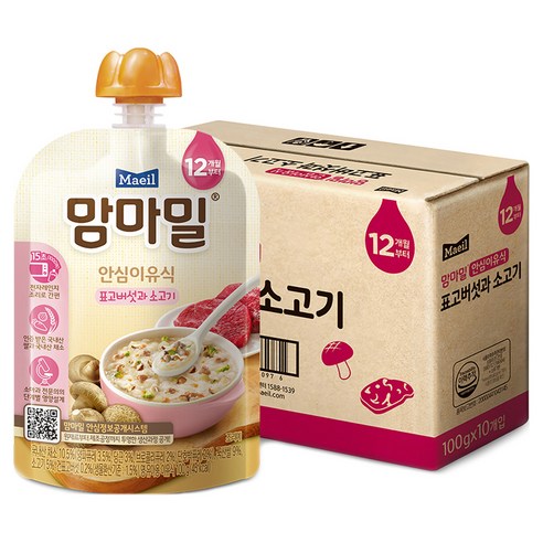 맘마밀 매일 안심이유식 9개월부터 표고버섯과소고기, 표고버섯과 소고기, 100g, 10개