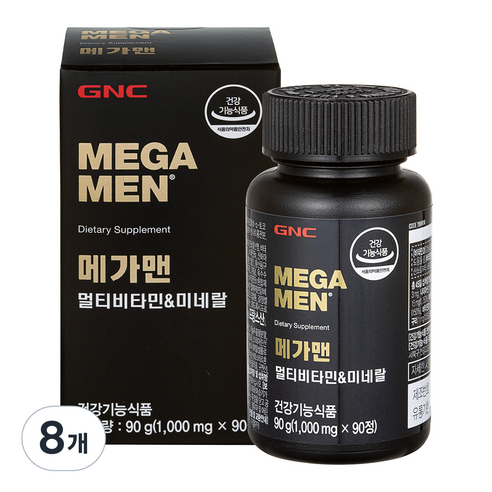 GNC 메가맨 멀티비타민 앤 미네랄 90g, 90정, 8개