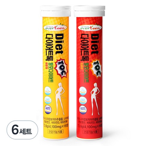 에버틴 다이어트톡 발포다이어트 가르니시아 레몬맛 + 석류맛, 6세트, 18정