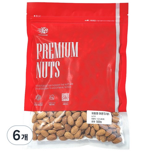 다다모마켓 생아몬드, 500g, 6개