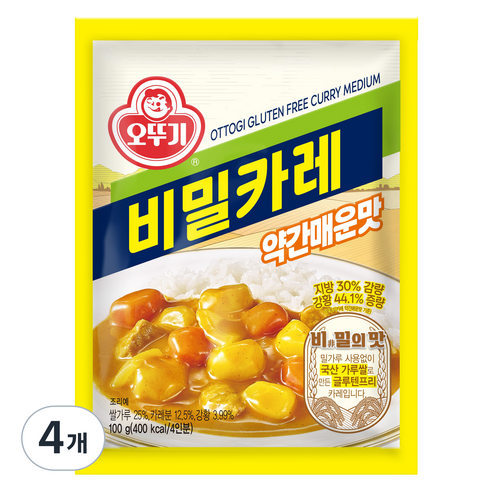 오뚜기 비밀카레 약간매운맛, 100g, 4개