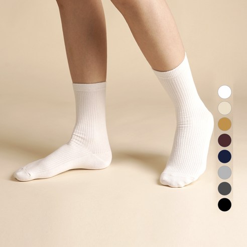 Socks-Pop Women's Ribbed Mid-Neck Socks Set of 8 that Appear Thin Ankles