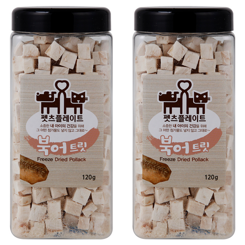 펫츠플레이트 반려동물 동결건조 간식, 북어트릿, 120g, 2개
