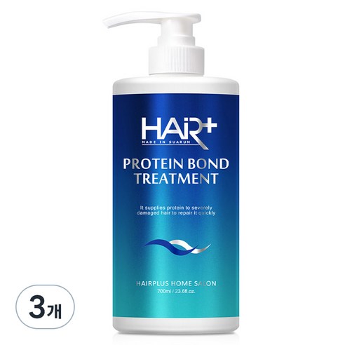 헤어플러스 단백질 본드 초극손상 케어 클리닉 트리트먼트, 700ml, 3개