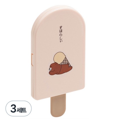 손거울 빗 세트 휴대용 미니거울 아이스크림 모양 거울, 핑크, 3세트