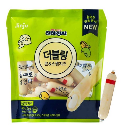 진주햄 천하장사 더블링 콘&스윗치즈, 25g, 16개