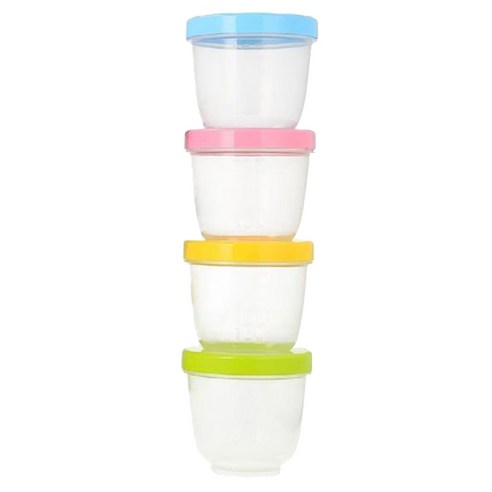 베베앤맘 밀폐형 이유식 보관용기 4p, 블루,핑크,옐로우,그린, 1세트, 300ml
