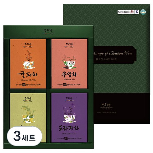 다예 우리 차 4종 선물세트, 모과차 5p + 귤피차 5p + 도라지차 5p + 우엉차 5p, 3세트