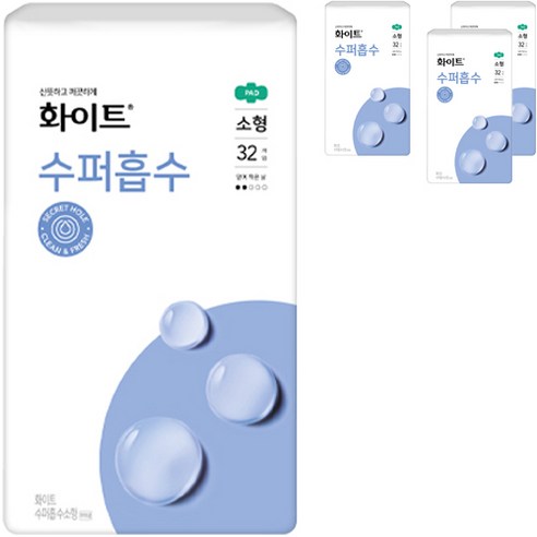화이트 수퍼흡수 소형 생리대 날개형, 32개입, 4팩