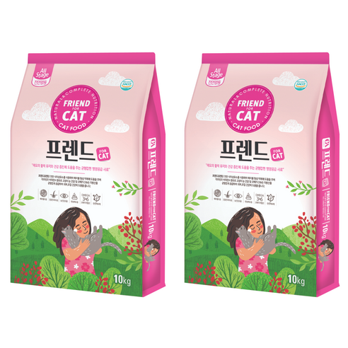 씨에이코리아 전연령 프렌드포캣 건식사료, 닭고기+현미, 10kg, 2개