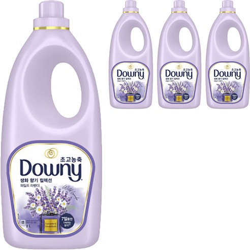 다우니 생화향기 컬렉션 초고농축 섬유유연제 와일드 라벤더 본품, 2L, 4개