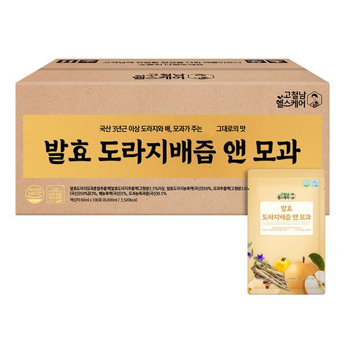 고철남헬스케어 발효 도라지배즙 앤 모과 실속형, 80ml, 100포, 100개