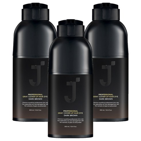 제이숲 프로페셔널 커버업 새치 염색 300ml, 다크 브라운, 3개