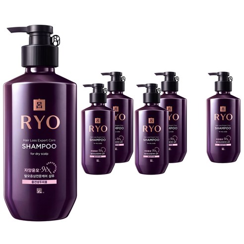 려 자양윤모 9ex 탈모 전문 케어 중건성 샴푸, 400ml, 6개